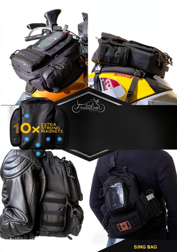 Motorcycle Tank Bag Freedom Fueled Oxford Nylon-1
