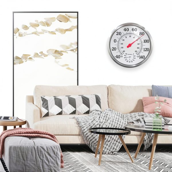 Outdoor Thermometer CHIVENIDO 12" Large Numbers Stainless Steel Wall-6